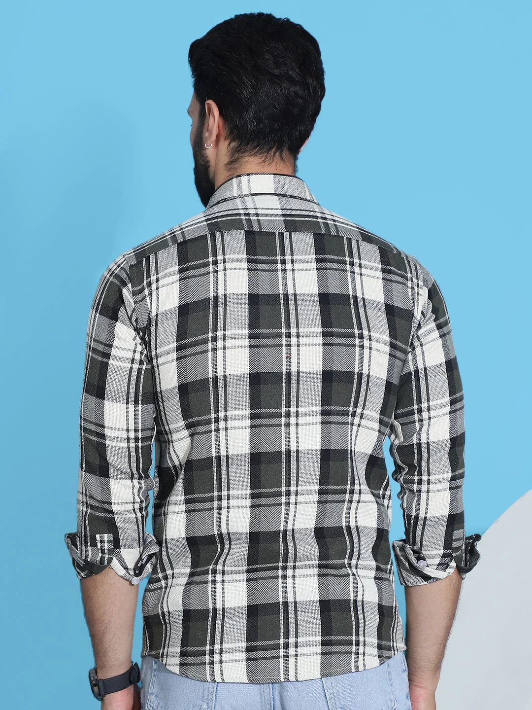 Olive Checked Mens Shirt: Premium Cotton Shirt Collection