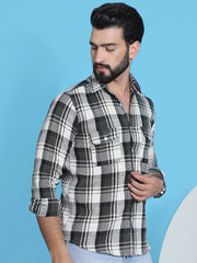 Checked Pure Cotton Shirt for Men-SF-951Olive