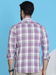 Checked Pure Cotton Shirt for Men-SF-951Purple