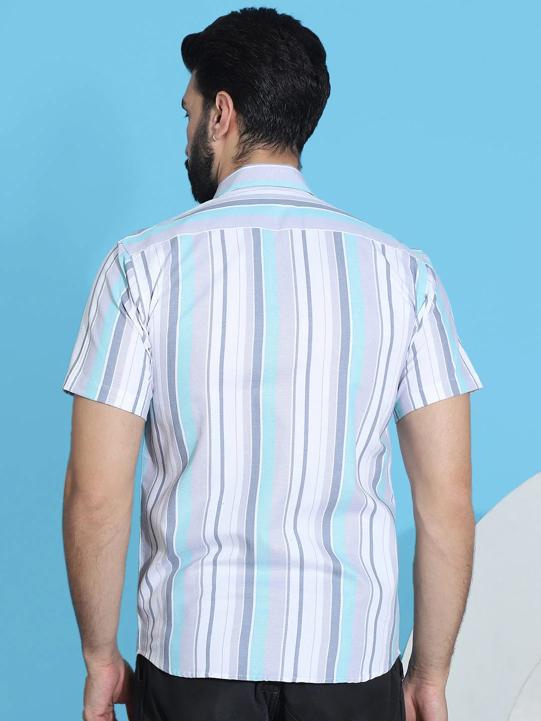 Striped Cotton Shirt for Men - Half Sleeve Casual Shirt
