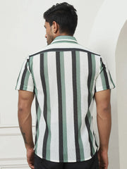 Striped Regular Fit Casual Shirt For Men-SF-953Green