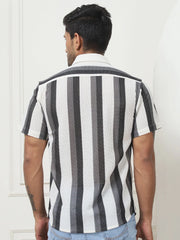 Striped Regular Fit Casual Shirt For Men-SF-953Grey