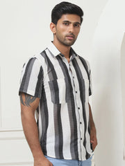 Striped Regular Fit Casual Shirt For Men-SF-953Grey