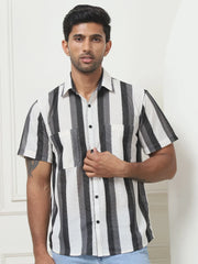 Striped Regular Fit Casual Shirt For Men-SF-953Grey
