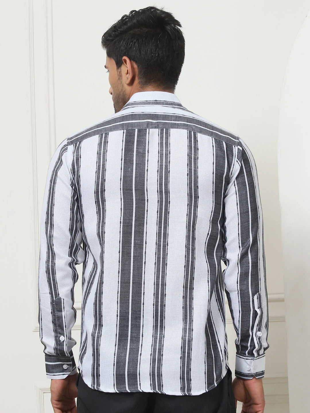 Trending Striped Regular Fit Grey Mens Shirt | Cotton Shirt