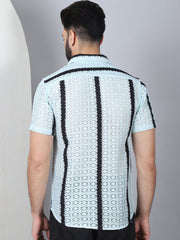 Striped Semi Sheer Casual Shirt For Men-SF-955Blue