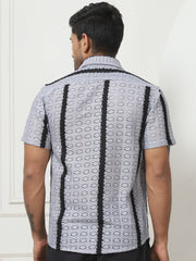 Striped Semi Sheer Casual Shirt For Men-SF-955Grey