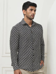 Woven Design Casual Shirt For Men-SF-956Black