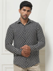 Woven Design Casual Shirt For Men-SF-956Black