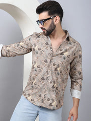 Floral Printed Casual Shirt For Men-SF-957Beige