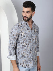 Floral Printed Casual Shirt For Men-SF-957Grey
