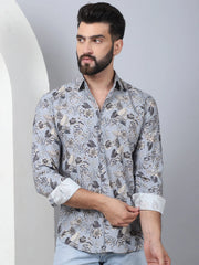 Floral Printed Casual Shirt For Men-SF-957Grey