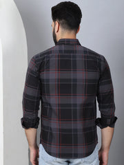 Men's Tartan Checked Cotton Casual Shirt-SF-958Black