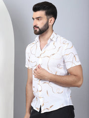 Men's Embroidered Cotton Casual Shirt-SF-960White