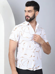 Men's Embroidered Cotton Casual Shirt-SF-960White