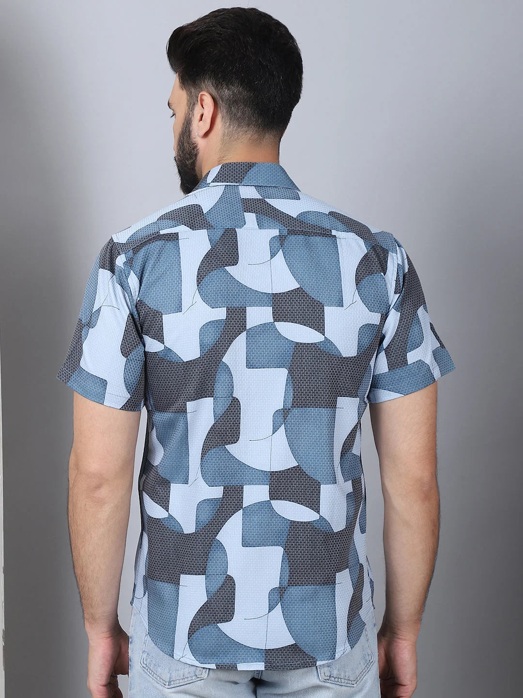 Men's Geometric Printed Cotton Shirt - Casual Printed Shirt