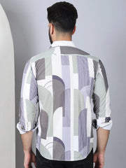 Abstract Printed Spread Collar Cotton Casual Shirt for Men-SF-962Grey
