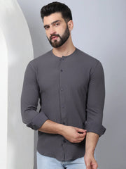 Self Design Cotton Blend Casual Shirt for Men-SF-963Grey