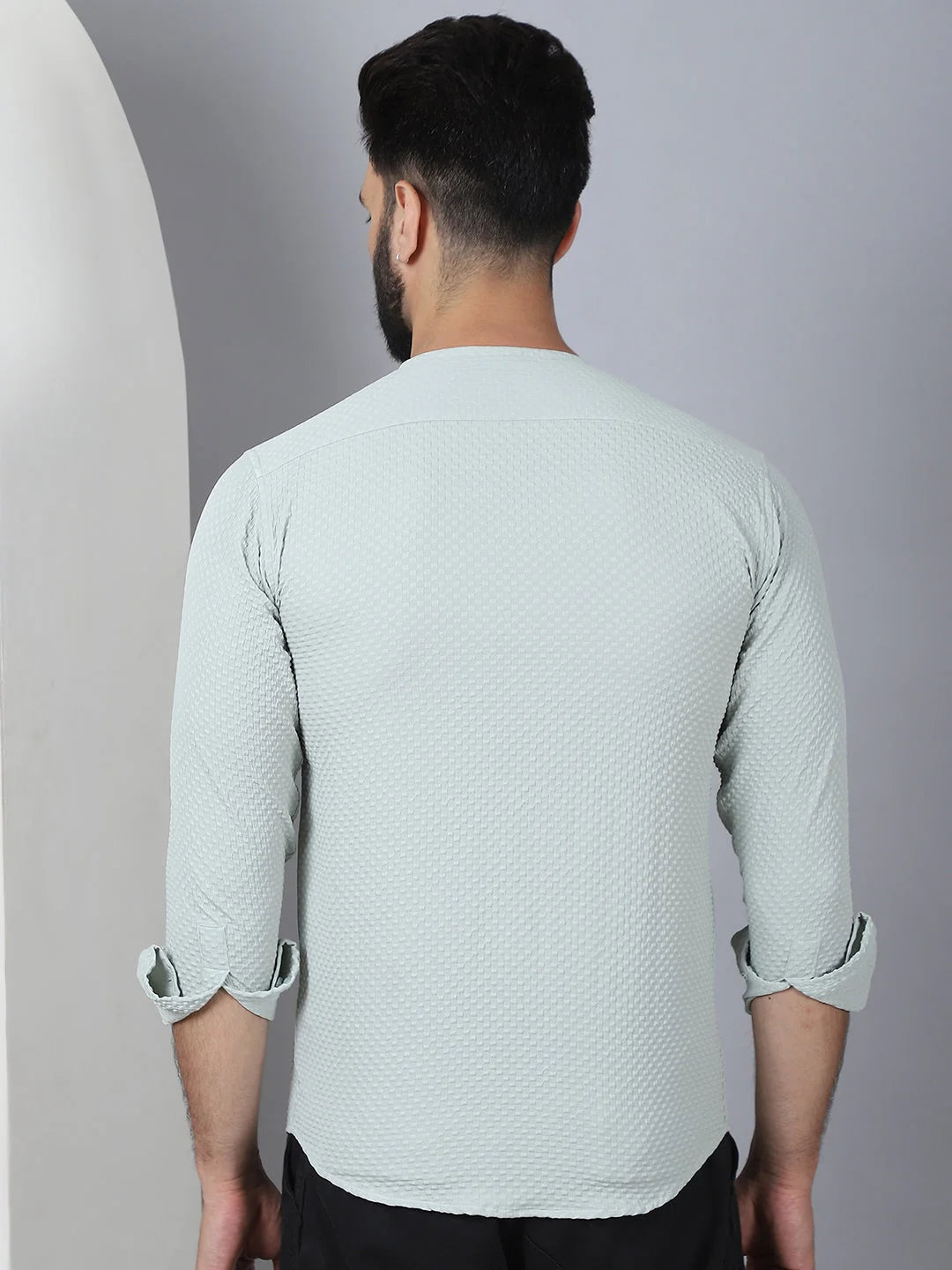 Pista Cotton Blend Mens Shirt - Collarless Casual Shirt