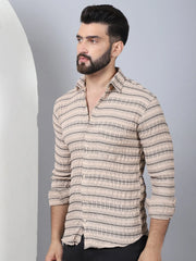 Striped Cotton Casual Shirt for Men-SF-964Beige