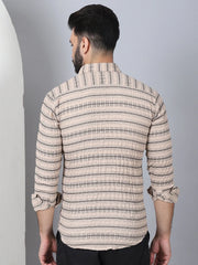 Striped Cotton Casual Shirt for Men-SF-964Beige