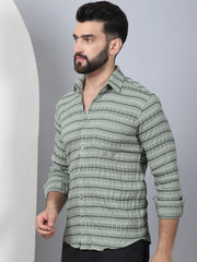 Striped Cotton Casual Shirt for Men-SF-964Green