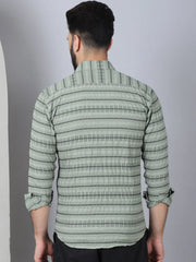 Striped Cotton Casual Shirt for Men-SF-964Green