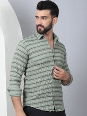 Striped Cotton Casual Shirt for Men-SF-964Green
