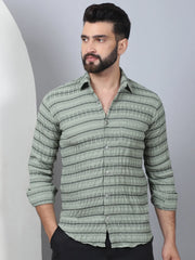 Striped Cotton Casual Shirt for Men-SF-964Green