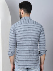 Striped Cotton Casual Shirt for Men-SF-964Grey