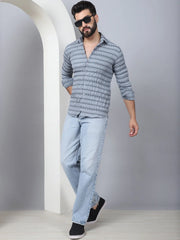 Striped Cotton Casual Shirt for Men-SF-964Grey