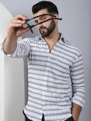 Striped Cotton Casual Shirt for Men-SF-964Light-Grey