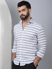 Striped Cotton Casual Shirt for Men-SF-964Light-Grey