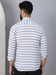 Striped Cotton Casual Shirt for Men-SF-964Light-Grey