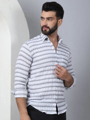 Striped Cotton Casual Shirt for Men-SF-964Light-Grey