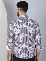 Printed Spread Collar Cotton Casual Shirt for Men-SF-966Grey