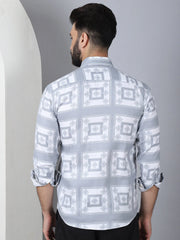 Printed Spread Collar Cotton Casual Shirt for Men-SF-967Light-Grey