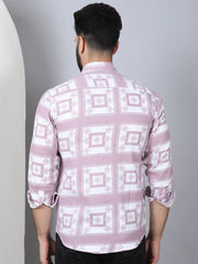 Printed Spread Collar Cotton Casual Shirt for Men-SF-967Magenta