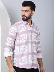 Printed Spread Collar Cotton Casual Shirt for Men-SF-967Magenta