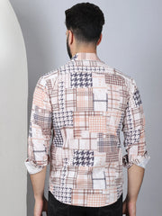Geometric Printed Cotton Casual Shirt for Men-SF-969Brown