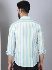 Striped Spread Collar Cotton Casual Shirt for Men-SF-970Sky