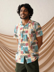 Printed Cuban Collar Casual Shirt for Men-SF-971Multi