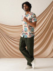 Printed Cuban Collar Casual Shirt for Men-SF-971Multi