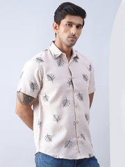 Men's Embroidered Cotton Casual Shirt-SF-972Beige