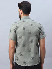 Men's Embroidered Cotton Casual Shirt-SF-972Olive