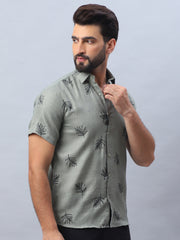 Men's Embroidered Cotton Casual Shirt-SF-972Olive