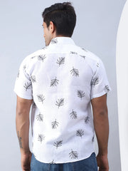 Men's Embroidered Cotton Casual Shirt-SF-972White