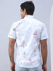 Printed Cotton Casual Shirt For Men-SF-973Blue