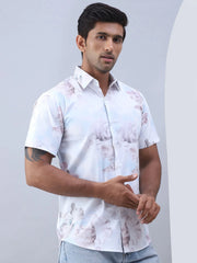 Printed Cotton Casual Shirt For Men-SF-973Blue