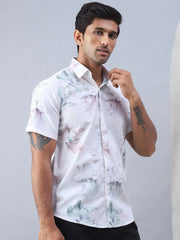 Printed Cotton Casual Shirt For Men-SF-973Green
